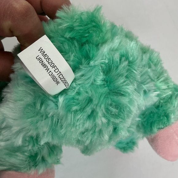 Fluffy Green and Pink Sloth Stuffed Animal - Picture 5 of 5
